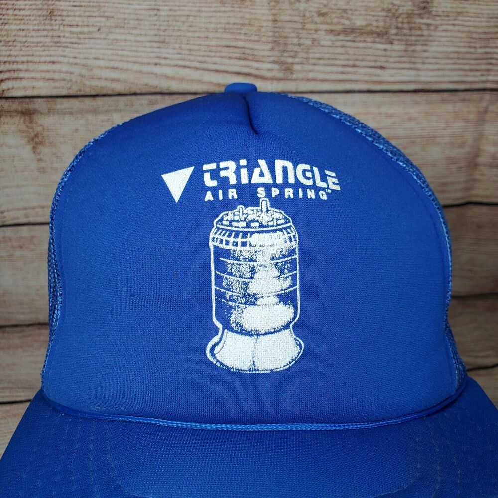Vintage Snapback Trucker Cap Blue Triangle Air Spring Logo Yupoong